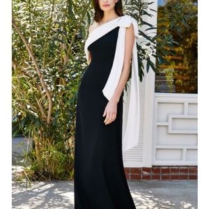 Tadashi Shoji Black White Bow Cassia Gown